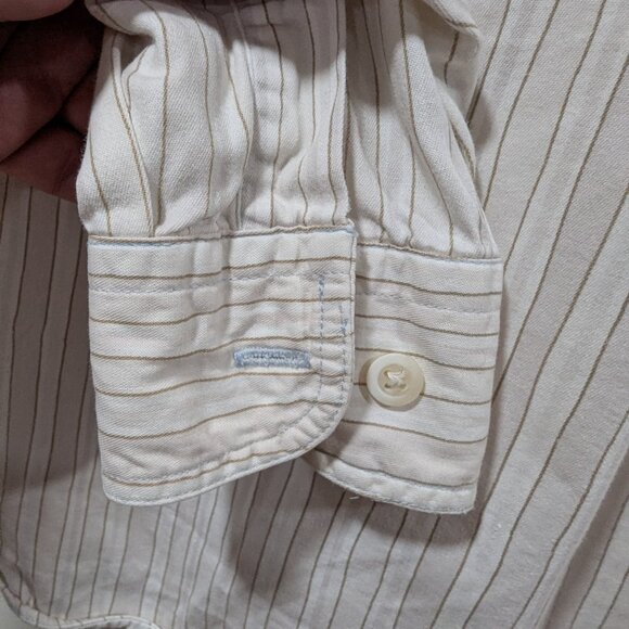 Salty Dog White Pin Striped Pocketed Long Sleeve Button Up Shirt Sz 16 - Picture 3 of 9